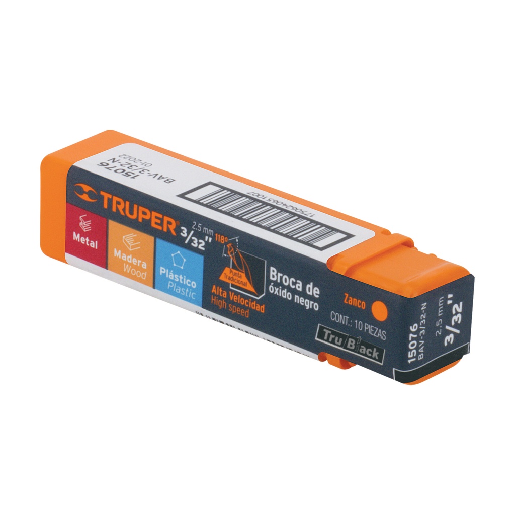 Barrena Broca P/Metal 3/32 Truper